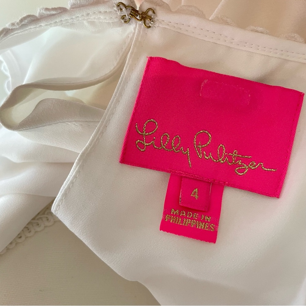 Lilly Pulitzer Pearl Halter Maxi Dress Resort White Karma Camellia Blue 4 - Picture 16 of 16